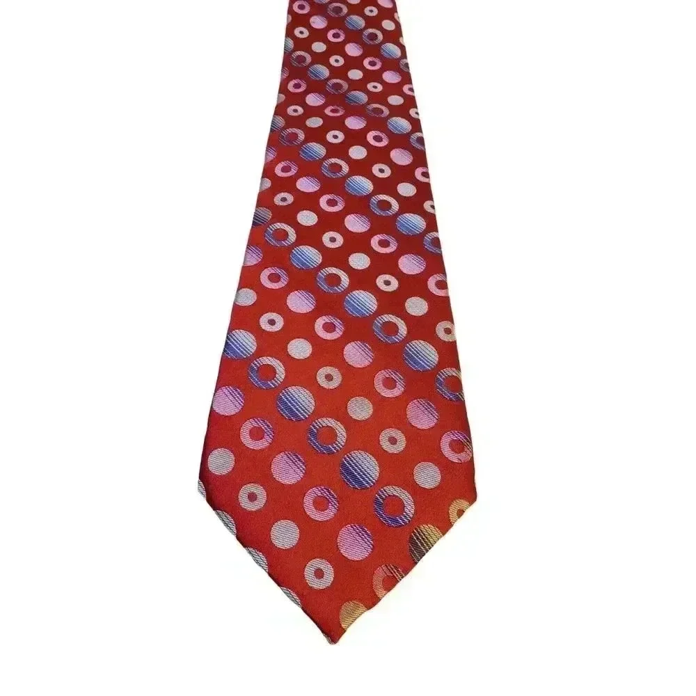 Tango Tie Necktie Neckwear Red Multicolored‎ Circle Pattern Luxury Designer Work